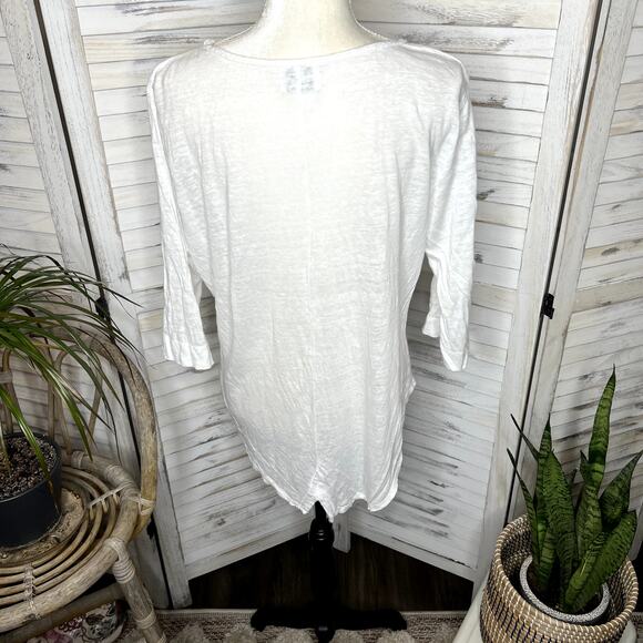 WRAP of LONDON Boho Beachy Linen Tassel Tie Front Casual Top Tunic White US 10 - Picture 5 of 14
